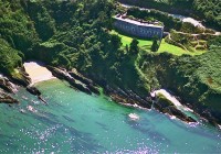 An aerial view of Polhawn Fort